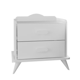Hanah Home Mesilla de Noche Blanca con 2 Cajones, Moderna y Elegante, Mueble Auxiliar Dormitorio 60x58.6x42.1 cm